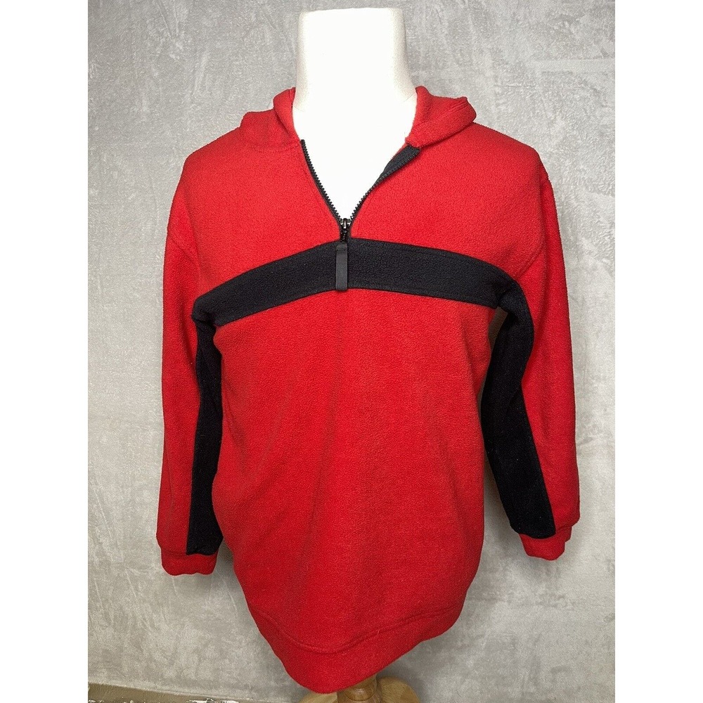 VTG Pro Spirit Sweatshirt Mens X Large Red 1/4 Zip Fleece Stretch Pockets Hooded